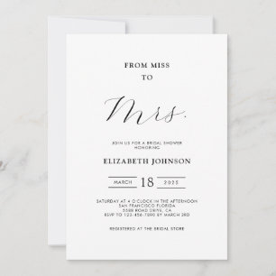 Invitation De Mlle à Mme Fête des mariées minimale