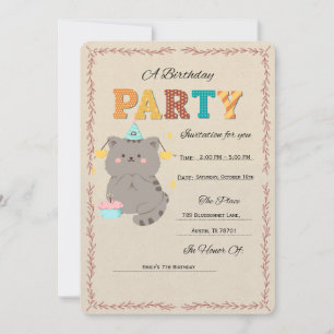 Invitation de modèle de fête d'anniversaire de cha