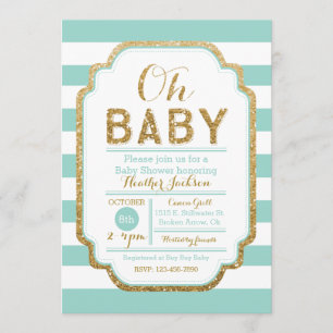 Invitation De Monnaie Et Baby shower D'Or, Bébée F