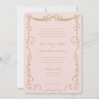 Invitation de Monogramme de Swag Vintage rose