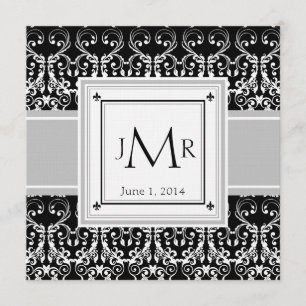 Invitation de Monogramme Mariage damassé