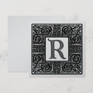 Invitation de monogramme R en métal argenté