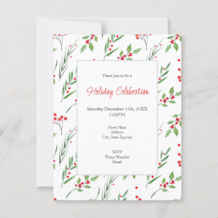 Invitation de Motif botanique mixte de Noël