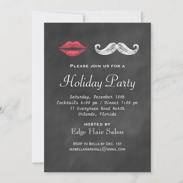 Invitation de Mustache & Lips Corporate Party (Devant)