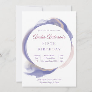 Invitation de naissance abstraite aquarelle lavand