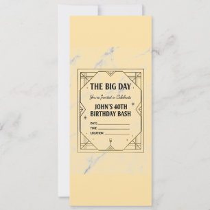 Invitation de naissance Art Déco élégante sur fond