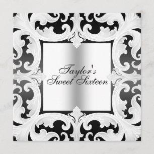 Invitation de naissance avec design damassé Sweet1