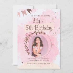 Invitation de naissance personnalisée avec aquarel