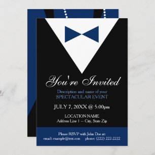 Invitation de Navy Blue and Black Tux, moderne