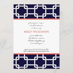 Invitation de Navy Blue and Coral Preppy