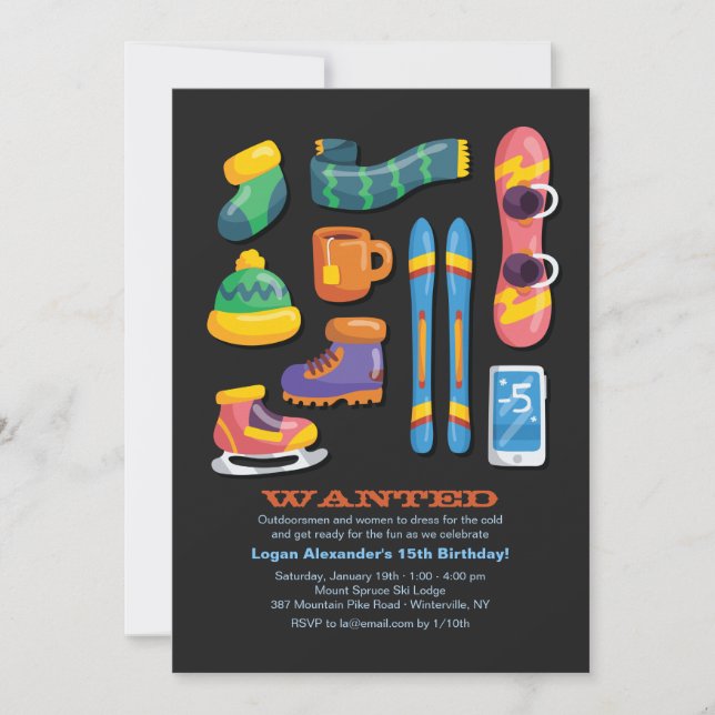 Invitation de nécessités de sports d'hiver (Devant)