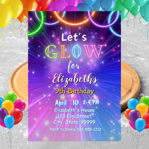 Invitation de Neon Glow Party pour les filles