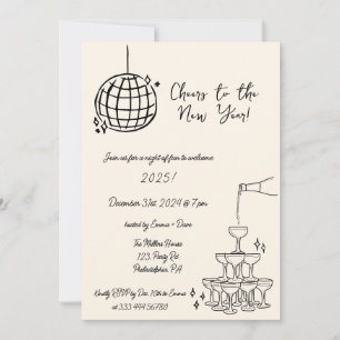 Invitation de New Years Party dessiné à la main
