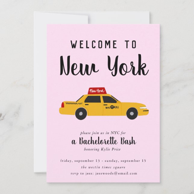 Invitation de New York City Taxi Bachelorette Part (Devant)