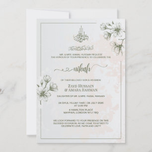 Invitation de Nikah Élégance Minimale Ivoire Vin