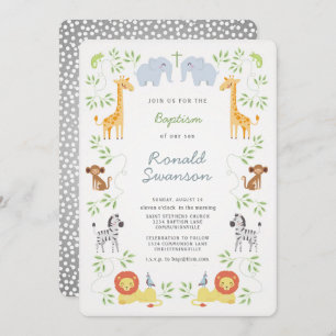 Invitation de Noah's Ark Animals Baptême
