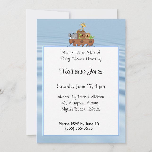 Invitation de Noah's Ark Baby shower (Devant)