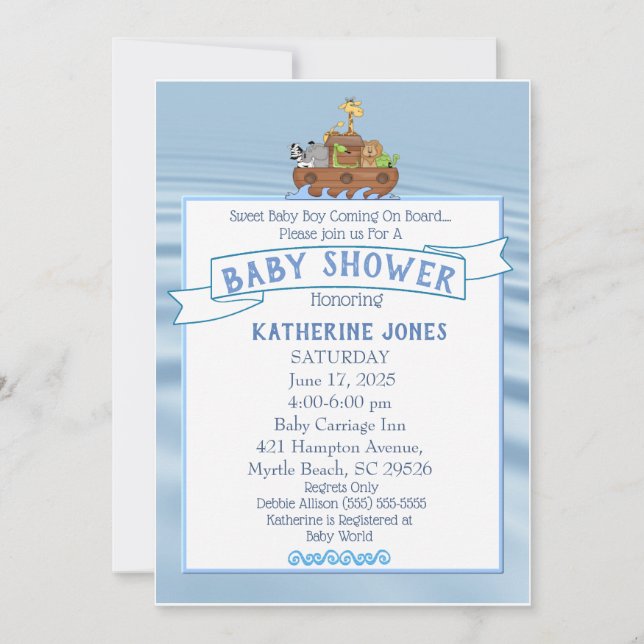 Invitation de Noah's Ark Baby shower (Devant)