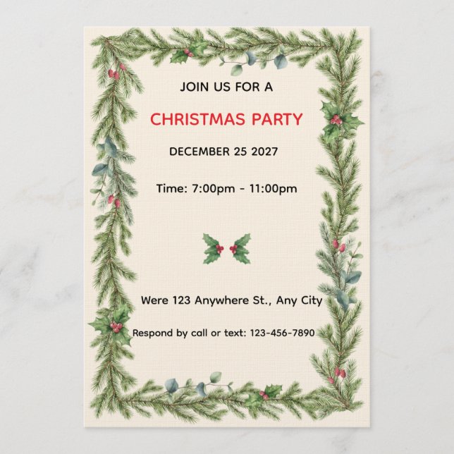 Invitation de Noël  (Devant)