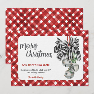 Invitation de Noël à carreaux rouges rustique