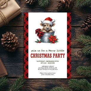 Invitation de Noël à l'aquarelle avec vache des Hi