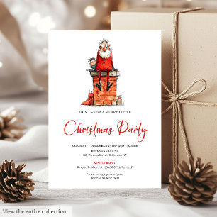 Invitation de Noël à l'aquarelle du Père Noël capr