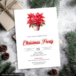 Invitation de Noël à l'aquarelle élégante poinsett