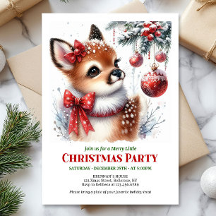 Invitation de Noël à l'aquarelle pour bébé cerf mi