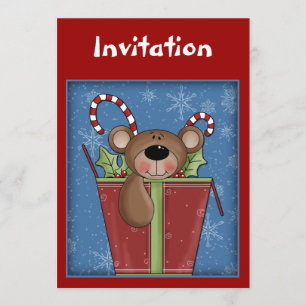 Invitation de Noël à l'ours en peluche