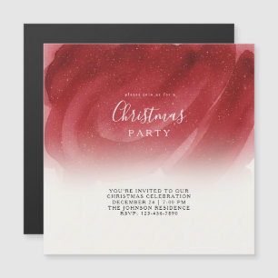 Invitation de Noël Abstrait Rouge et Or Magnétique