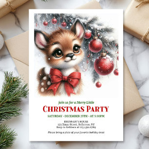 Invitation de Noël aquarelle pour bébé cerf joyeux