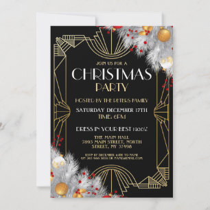 invitation de Noël Art déco des années 1920 Gatsby