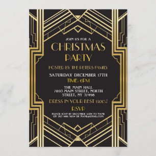 invitation de Noël Art déco des années 1920 Gatsby