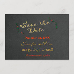 Invitation de Noël au tableau craie avec houx Sauv