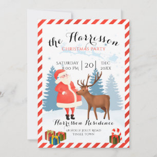 Invitation de Noël avec Père Noël et Reindeer