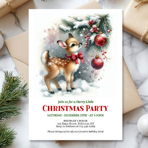 Invitation de Noël bébé cerf forêt enneigée confor