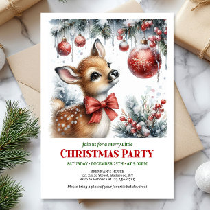 Invitation de Noël bébé cerf forêt enneigée festiv