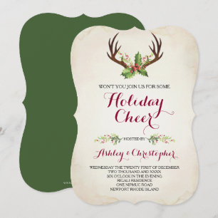 Invitation de Noël Boho ~ Rustic Deer Antler
