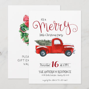 Invitation de Noël camion rouge vintage