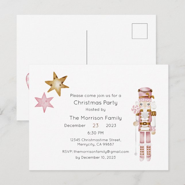 Invitation de Noël, Carte postale Invitation de No (Devant / Derrière)