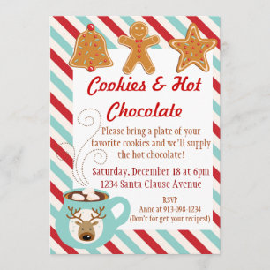 Invitation de Noël - chocolat chaud et biscuits