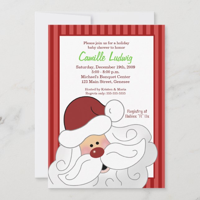 Invitation de Noël de baby shower du PÈRE NOËL (Devant)