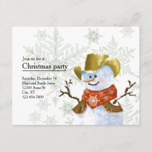 Invitation de Noël de bonhomme de neige de cowboy
