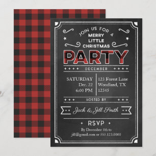 Invitation de Noël de Chalkboard & Buffalo Plaid