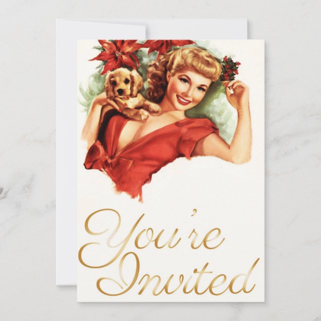 Invitation de Noël de la fille Pinup (Devant)
