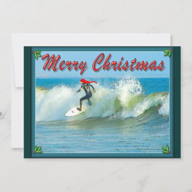 Invitation de Noël de Surfing Père Noël (Devant)