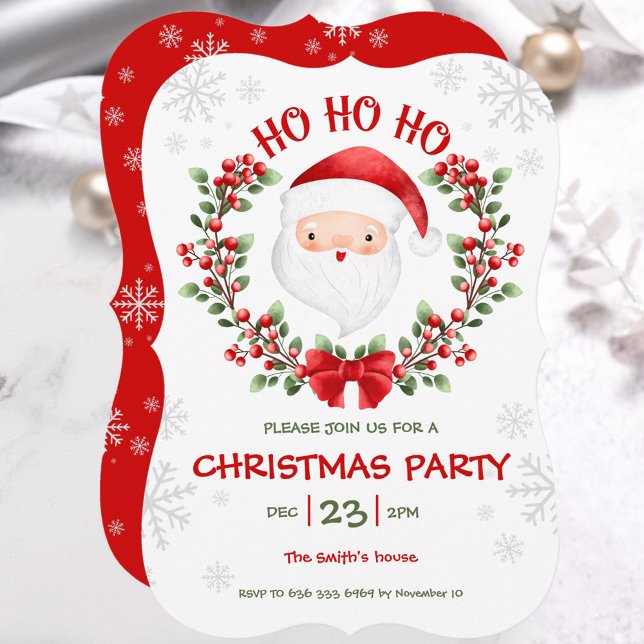 Invitation de Noël du Père Noël (Cute Santa Claus Christmas Party Invitation)