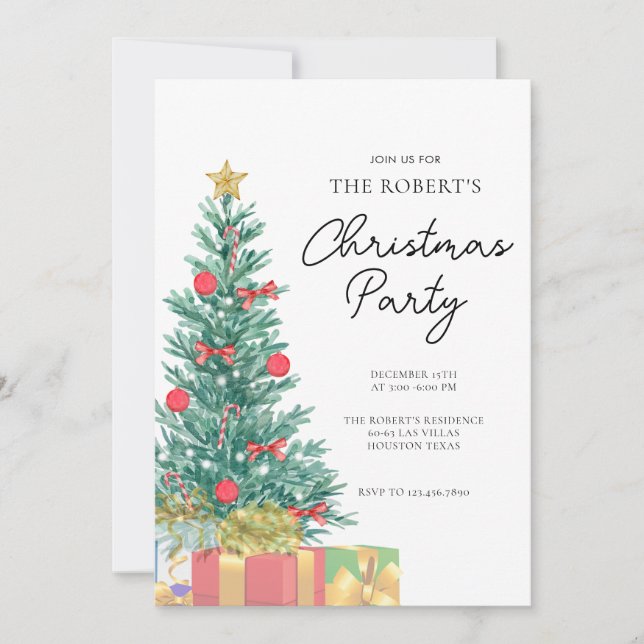 Invitation de Noël élégante personnalisée (Devant)