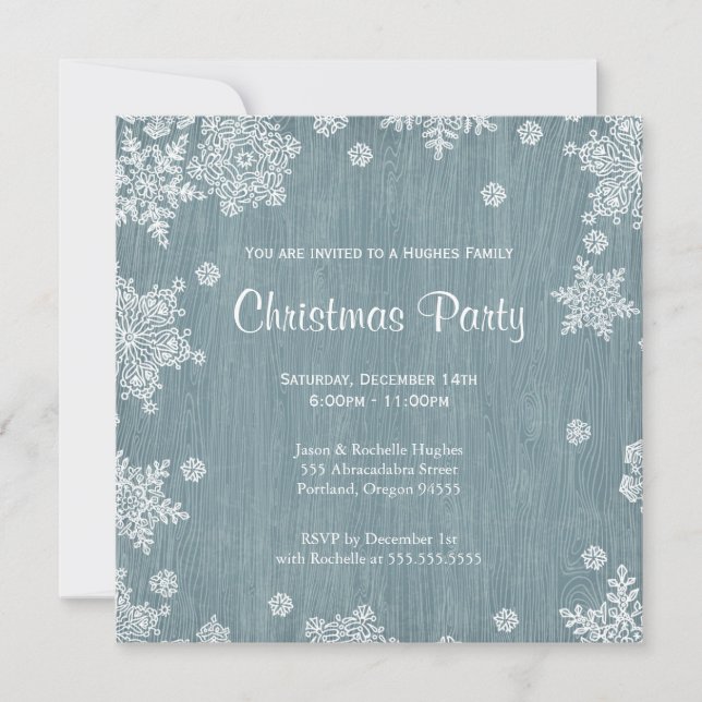 Invitation de Noël en bois rustique (Devant)