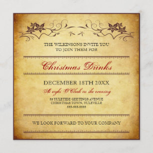 Invitation de Noël en format papier Vintage